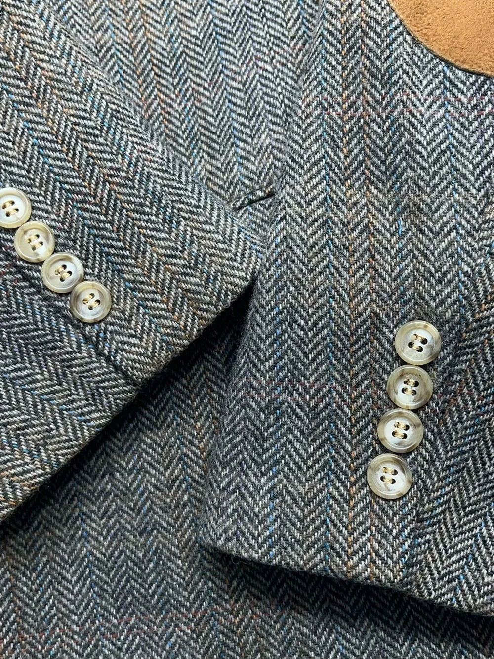 EVAN PICONE Wool Sport Coat Jacket Mens Size 42 Reg Brown Herringbone Blazer
